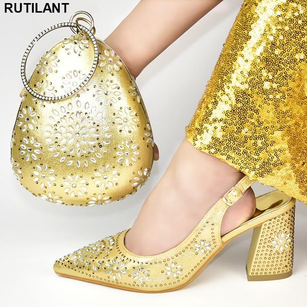 

dress shoes fashion ladies italian and bag set decorated with rhinestone womens sandals 2021 matching bags, Black