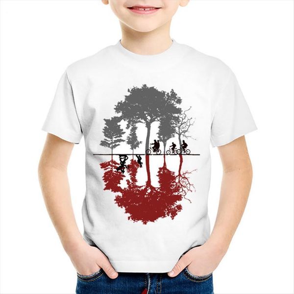 

children fashion print graphic t shirts stranger things wills message kids shirt for boys summer white clothes, Blue