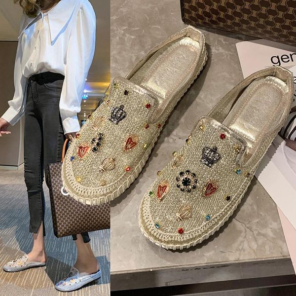 

cover toe slippers casual flat shoes female slides loafers slipers women lace low luxury 2021 summer fretwork pu basic rubber fa, Black
