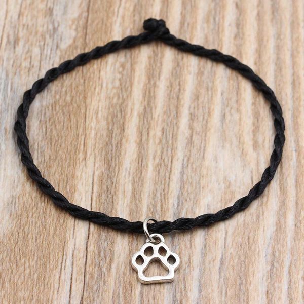 

2021 50pcs/lot lucky string paw print charms lucky red cord adjustable bracelet diy jewelry new gift, Golden;silver
