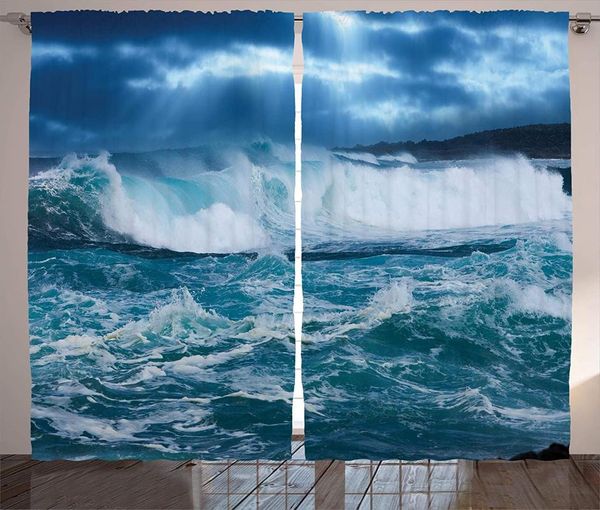 

curtain & drapes ocean curtains huge nasty sea waves in a stormy day sky closed with clouds few sun rays coming living room bedroom window d