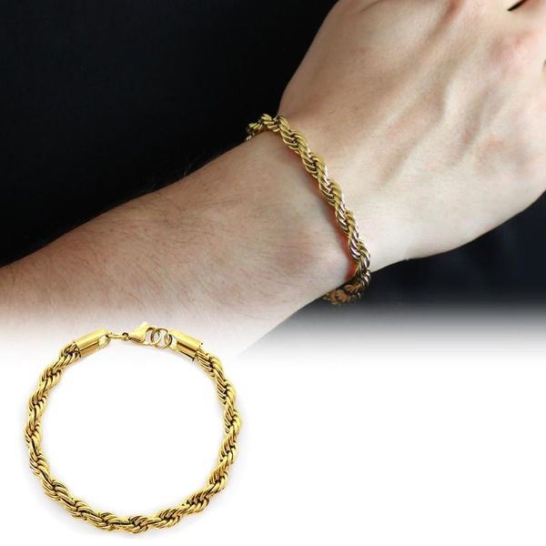 

bangle tesbihane gold color steel men 's rope bracelet, Black