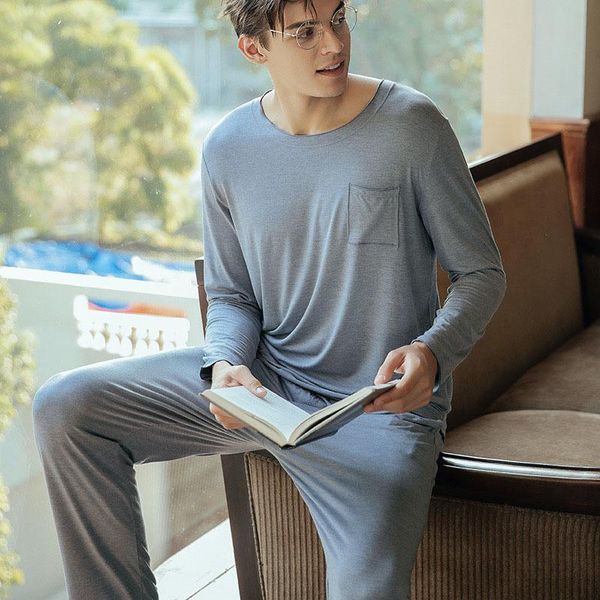 

high-end soft smooth cashmere protein fiber male home clothes comfortable leisure wear pajamas for man, Black;brown