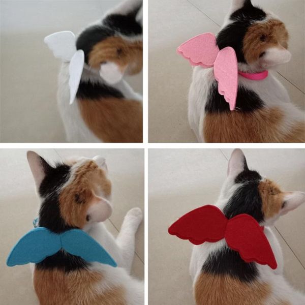 

dog collars & leashes pet cat angel wings collar small nylon adjustable with cute bell decor for puppy gatos
