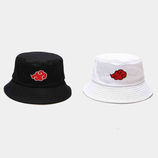 

spring summer cotton woman cartoon cloud embroider street fashion harajuku hip hop punk outing sunblock man panama bucket hat g220311, Blue;gray