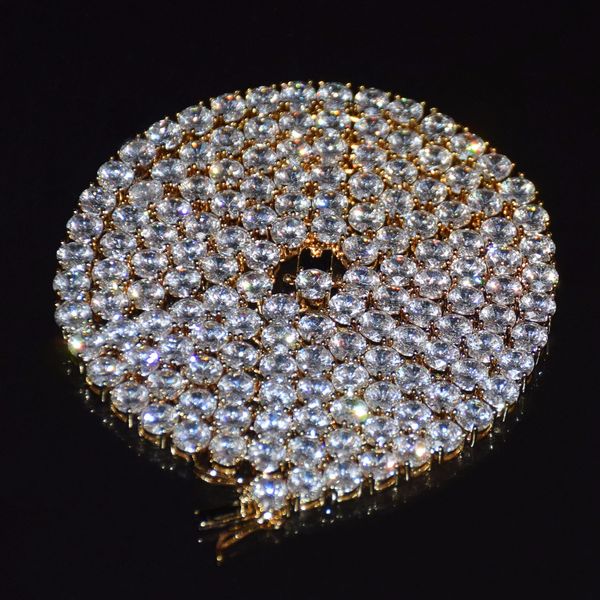 

men's women tennis chain diamond necklace hip hop jewelry 3mm zircon gold silver copper material men cz necklace link, Black