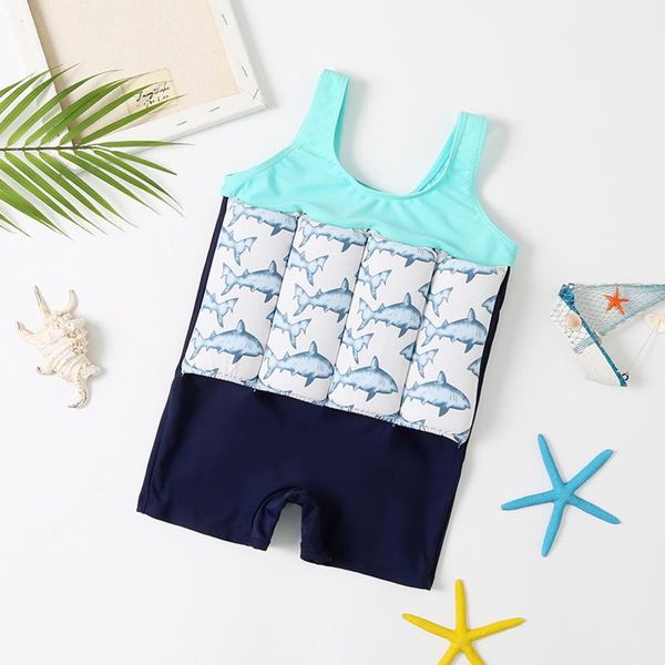 

one-pieces kids boys girls float swimwear whale summer floating swimsuit removable buoyancy sticks toddler swimming beginner suit 3-8 years, Black