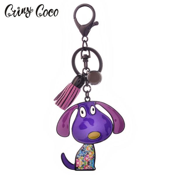 

keychains pretty dog key chain tassel enamel ring for bag charm car keychain women jewelry accessories cute animals chains, Silver
