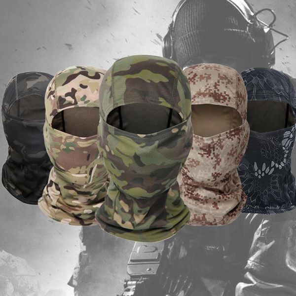 

cycling caps & masks tactical full face balaclava mask military camouflage wargame helmet liner cap bicycle ski scarf, Black