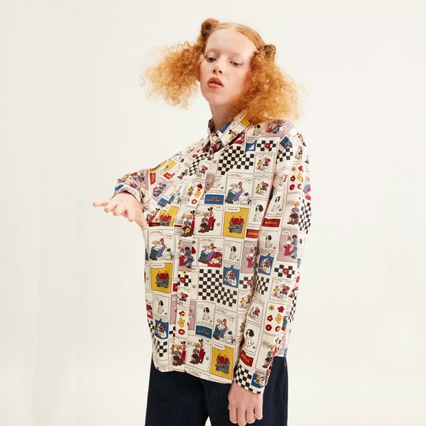 

spring new women fashion blouse cotton funny printed harajuku original design long sleeve ladies loose shirt bf 210225, White
