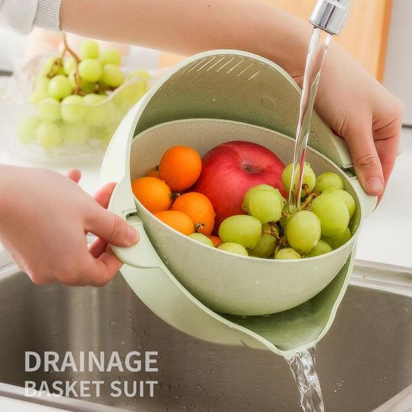 

colanders & strainers sieve kitchen tool drain basket bowl strainer noodles vegetables fruit double storage