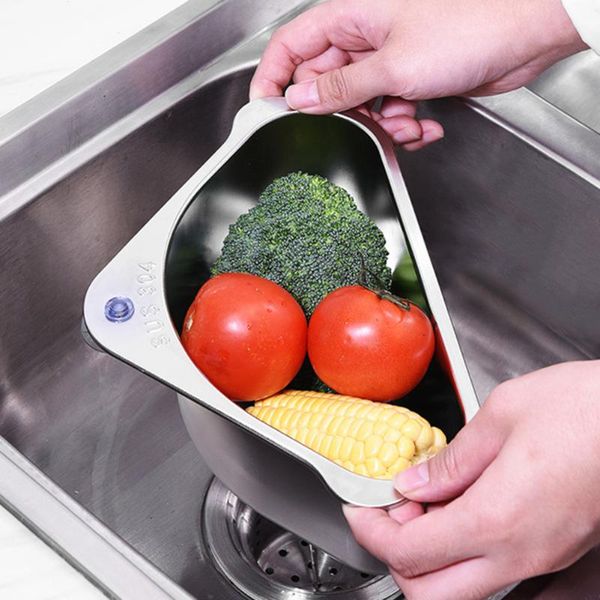 

kitchen storage & organization triangular sink strainer drain fruit vegetable drainer sponge rack tool basket suction cup filter shelf