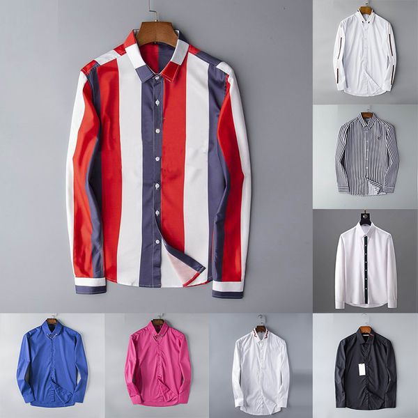 

new sell designer mens dress shirts fashion casual shirt brands men shirts spring autumn slim fit shirts chemises de marque pour hommes, White;black