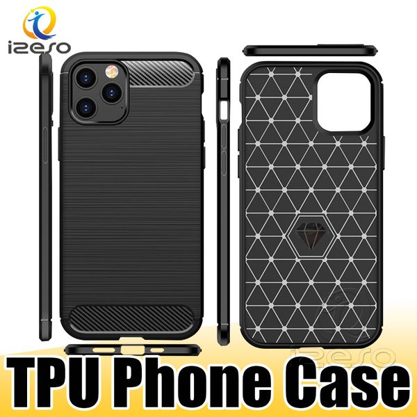 Carbon Fiber Phone Case for iPhone 14 Pro Max 13 12 11 XR 8 Plus LG Stylo 7 5G K92 TPU RUbber Protective Cellphone Cases izeso