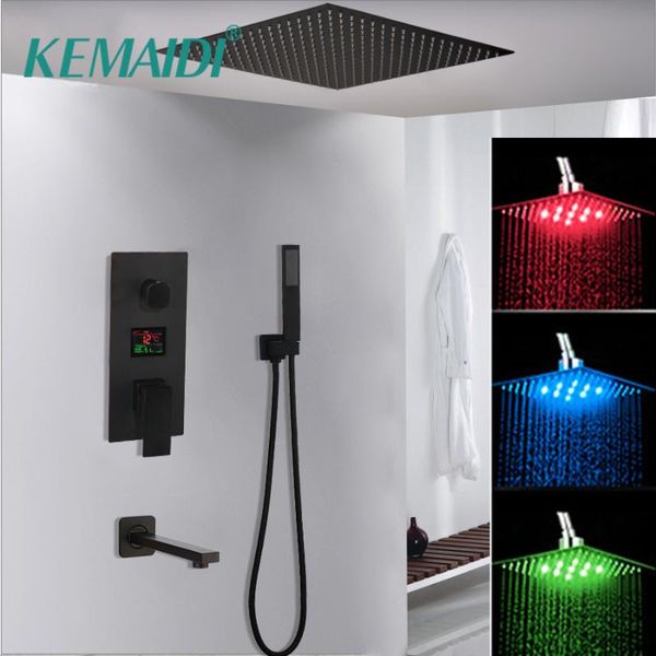 

bathroom shower sets kemaidi black brass head digital display mixer taps faucet 3-functions faucets set