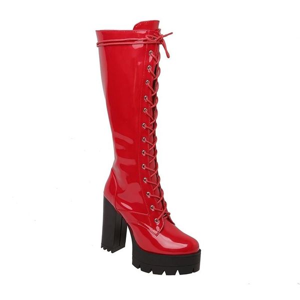 

boots high boots, lace up, thick heeled 05-15, Black