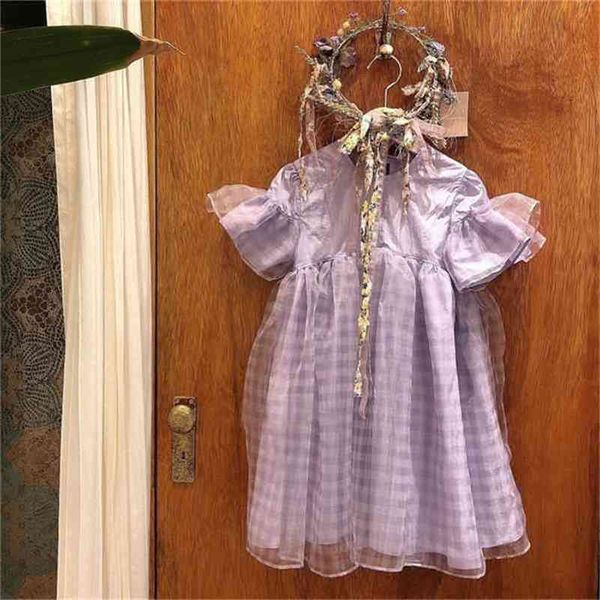 

summer arrival girls fashion princess dress kids plaid es 210528, Red;yellow
