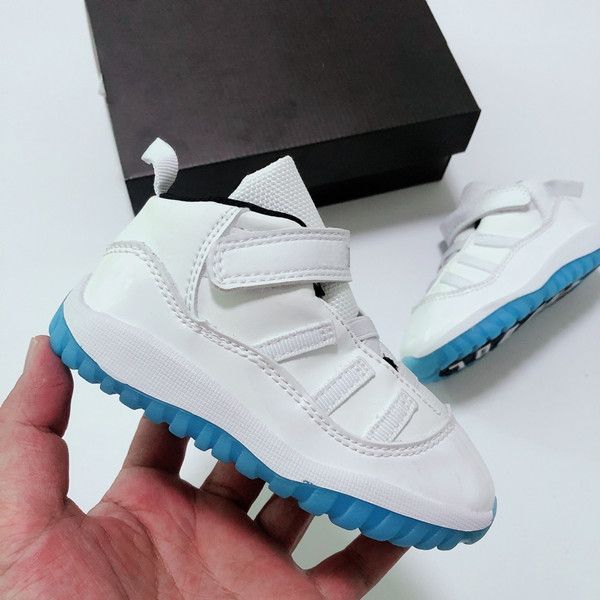 

11s kids basketball 7210 jumpman sports shoes bred low white bred concord legend blue pantone ovo grey snake skin boys girl train, Black