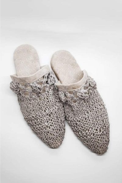 

slippers women's gray suede raffia babouche, Black