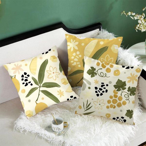 

cushion/decorative pillow yellow leave cushion covers plants pattern for home sofa decorative throw pillowcases