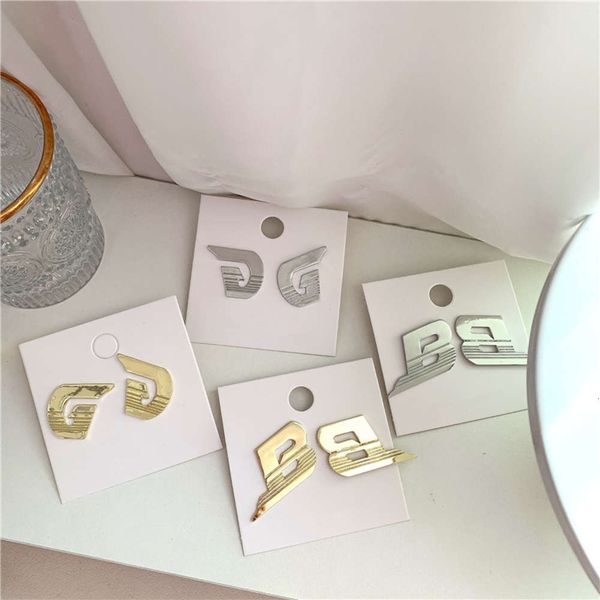 

hbp fashion new niche design fashionable letter indifference personality exaggeration metal big b earrings, Silver