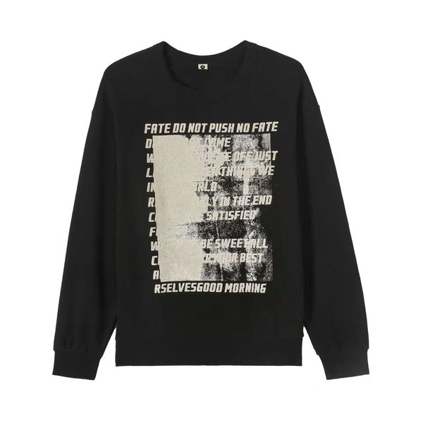 

men's hoodie no hat casual long sleeve pure cotton thin print loose comfortable sports style versatile, Black