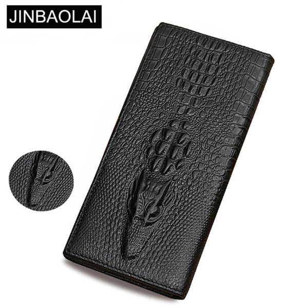 

wallets long men wallet crocodile pattern genuine cow leather europe pocket card holde male purse quality coin fold, Red;black