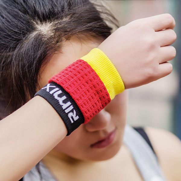 

wrist support rimix breathable sport wristband wicks sweat sweatband quick dry band for jogging running gym fitness tennis badminton, Black;red