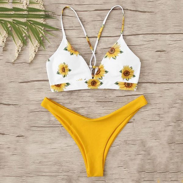 

women's swimwear women floral print tankini swimsuit bikini set high waist beachwear padded stroje kapielowe damskie, White;black