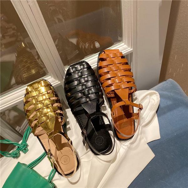 

female sandal breathable 2021 women's clear heels shallow mouth shoes closed toe girls new flat fashion comfort retro summer bei, Black