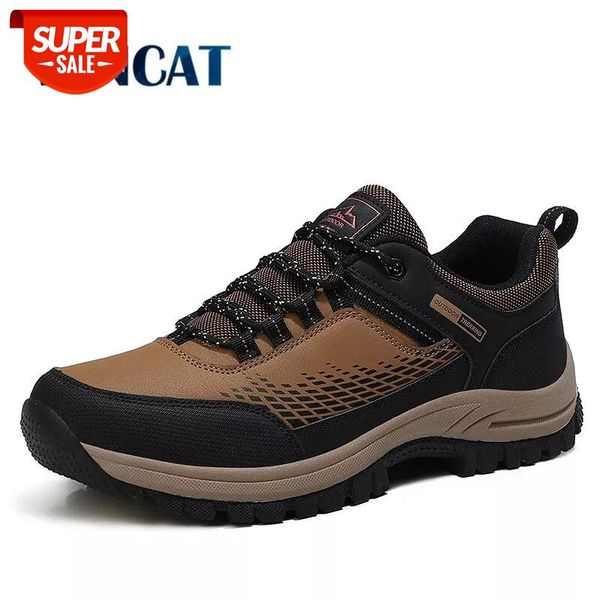 

new brand men sneakers waterproof leather men's shoes fashion outdoors men's hiking shoes combat desert men casual shoes size 46 #