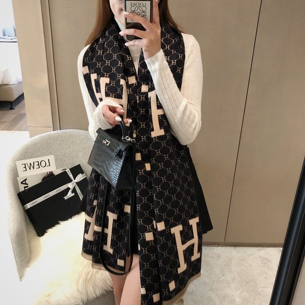

autumn and winter new family circular letter imitation cashmere scarf women's shawl lengthened bib gift, Blue;gray