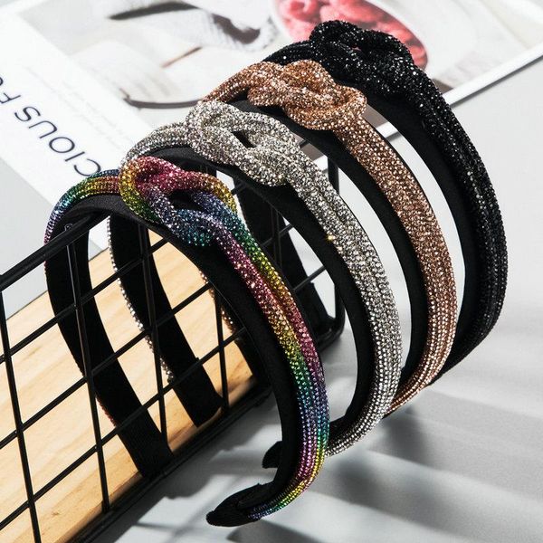 

hair accessories luxury rhinestone stripe headbands for women knotted hairband party prom 2021 fashion jewelry