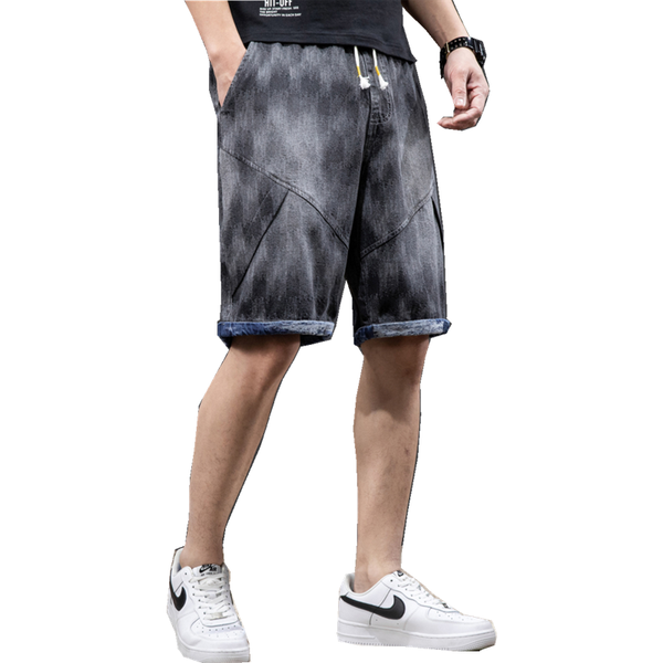 

men's shorts 2021 summer splicing denim fashion casual classic style brand regular fit short jeans male black blue, White;black