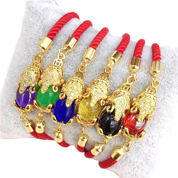 

charm bracelets red string piyao animal lucky bracelet adjustable cord bangle jewelry gift, Golden;silver