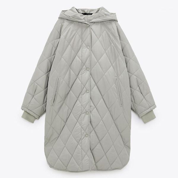 

women's down & parkas solid vintage gray plaid a-line hooded woman jacket long coat warm cotton winter outerwear loose design fashion g, Black