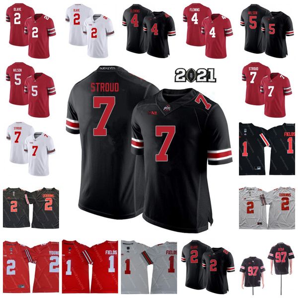

ncaa ohio state buckeyes football jersey c.j. stroud justin fields j.t. tuimoloau chris olave julian fleming jack sawyer quinn ewers garrett, Black;red