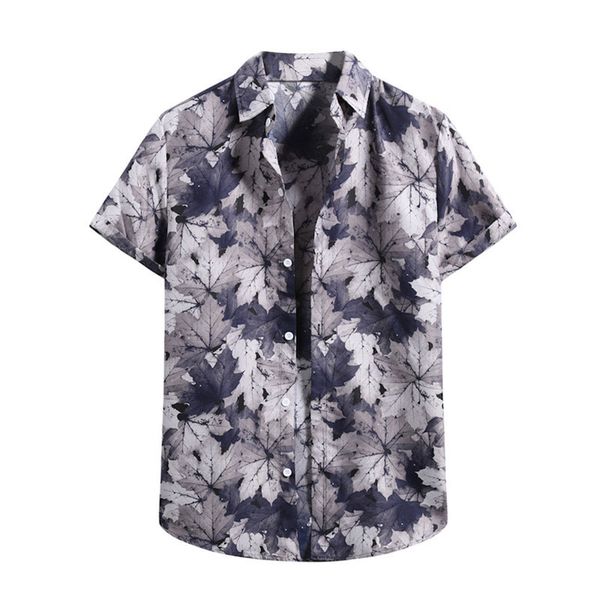 

2021 summer short mouw hawaiian beach flower print casual shirt man men collar large loss shirts #3, White;black