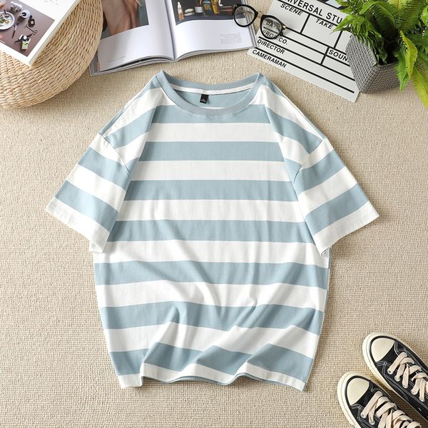 

men women summer new casual striped short sleeve t shirt youthful vitality o neck cotton daily streetwear fashion short shirts, White;black