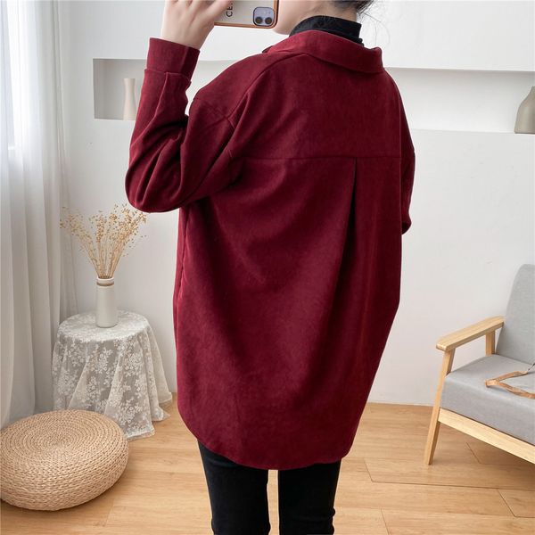 

new corduroy shirts womens blouses long sleeve female clothes outwear 2021 spring news solid white black red jsg7