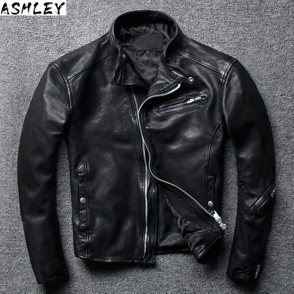 

men's leather & faux 2021 genuine thickened fur one piece men shirt jacket cow, Black