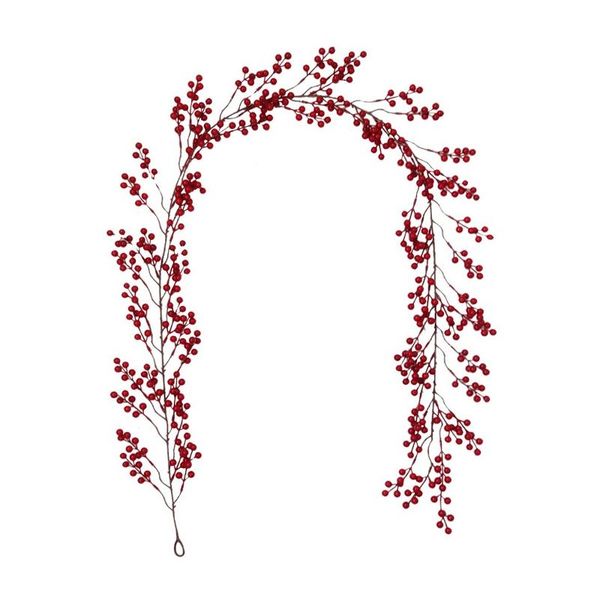 

decorative flowers & wreaths 6.39ft red berry christmas garland,flexible artificial garland for fireplace decoration winter decor