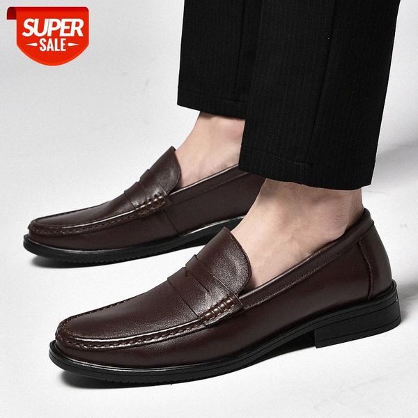 

spring and autumn leather shoes british trend soft-soled peas men's footwear casual lazy #bv2z, Black