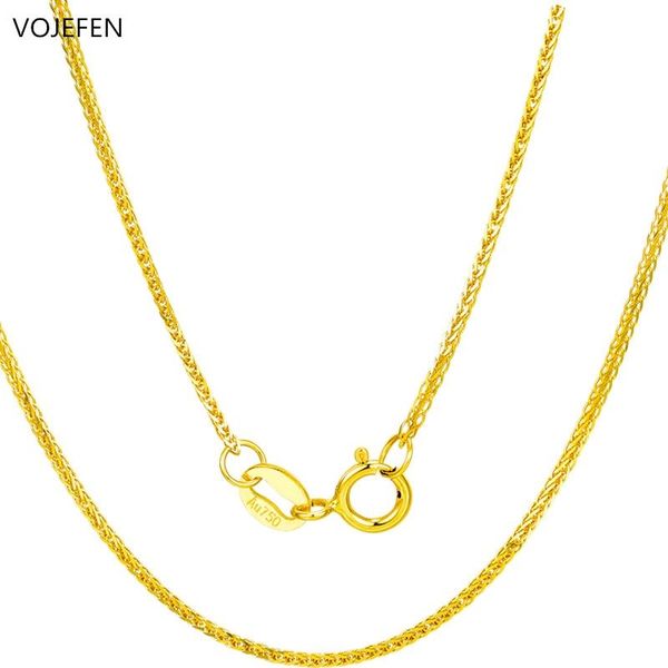 

chains vojefen au750 pure yellow gold necklace choker real 18k various weights chain fine jewelry for women wedding gift 2021, Silver