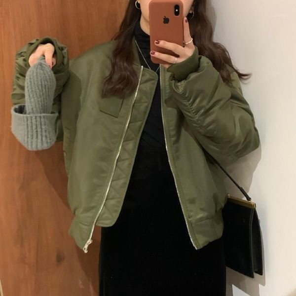 

women basic jacket new winter fashion clothing slim outerwear long sleeve winter female coat baseball uniform1, Black