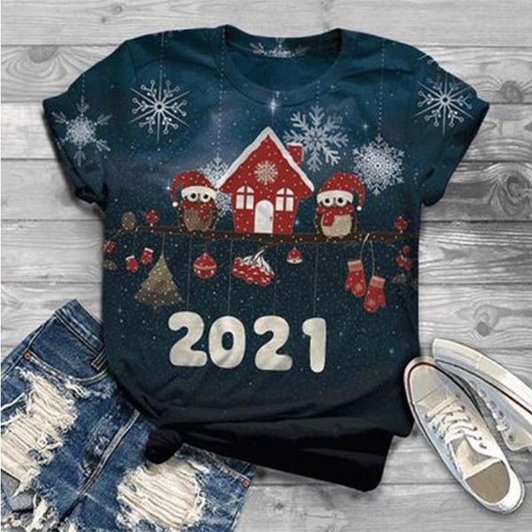 

women's t-shirt digital print animal round neck short sleeve, White