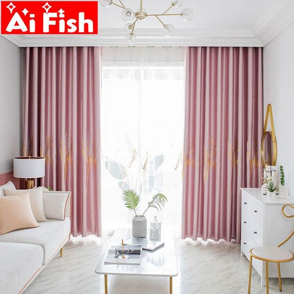 

curtain & drapes satin texture lily embroidery pink window treatment blackout curtains for bedroom luxury coffee living room blinds zh44#4