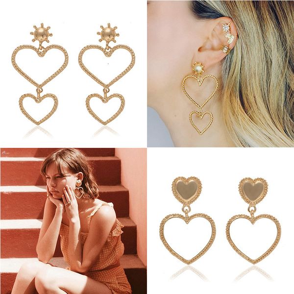 

new net red gold hollow heart earrings sell well, Silver