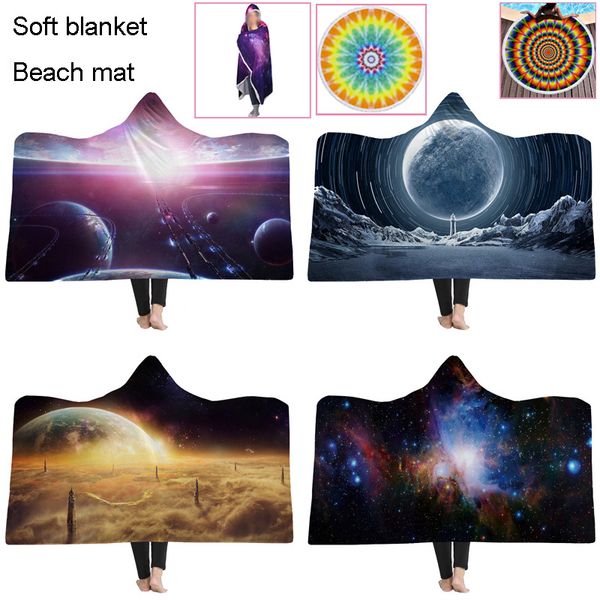 

beach cover-ups pool towel outdoor picnic mat leisure pads super soft hooded blanket cape cloak for home travel