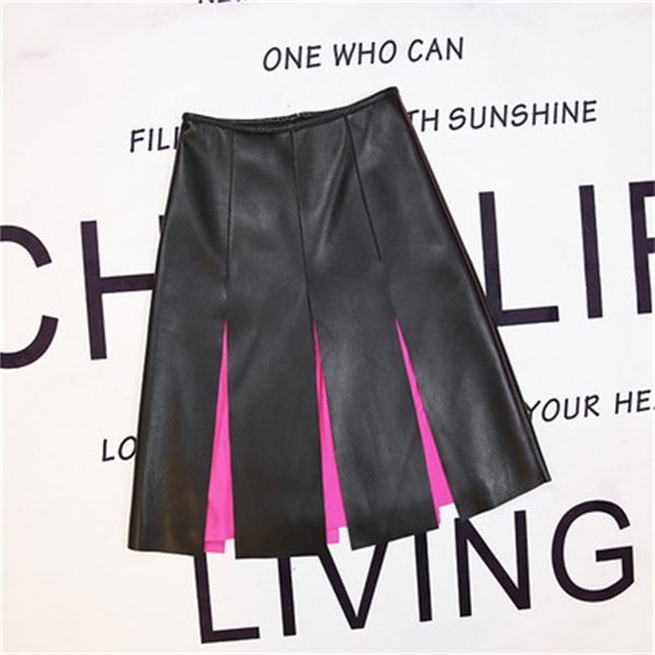 

2021 female spring genuine royal sheep leather skirt e59 kglv, Black